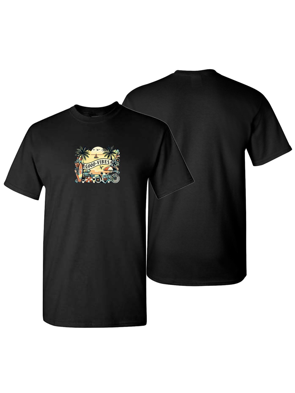 Unisex Good Vibes Cotton T-Shirt Black